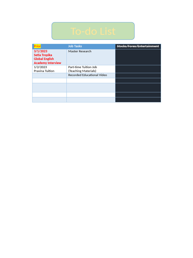 Organized To-Do List for Job Tasks | PDF
