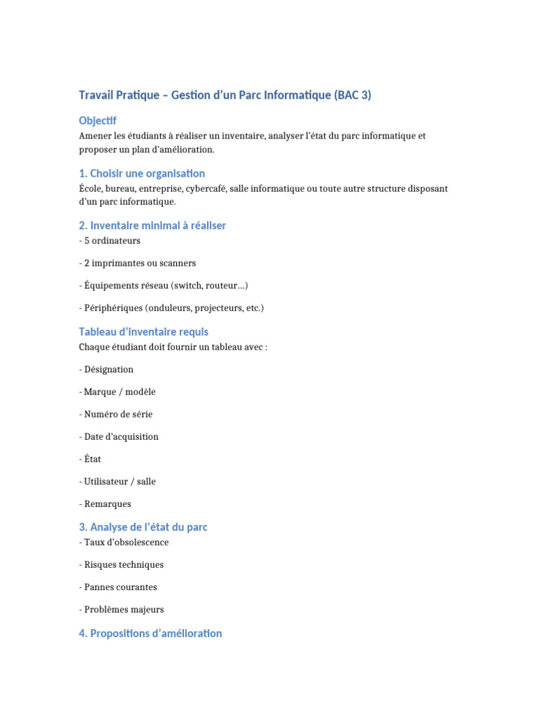 Gestion et Amélioration d'un Parc Informatique | PDF