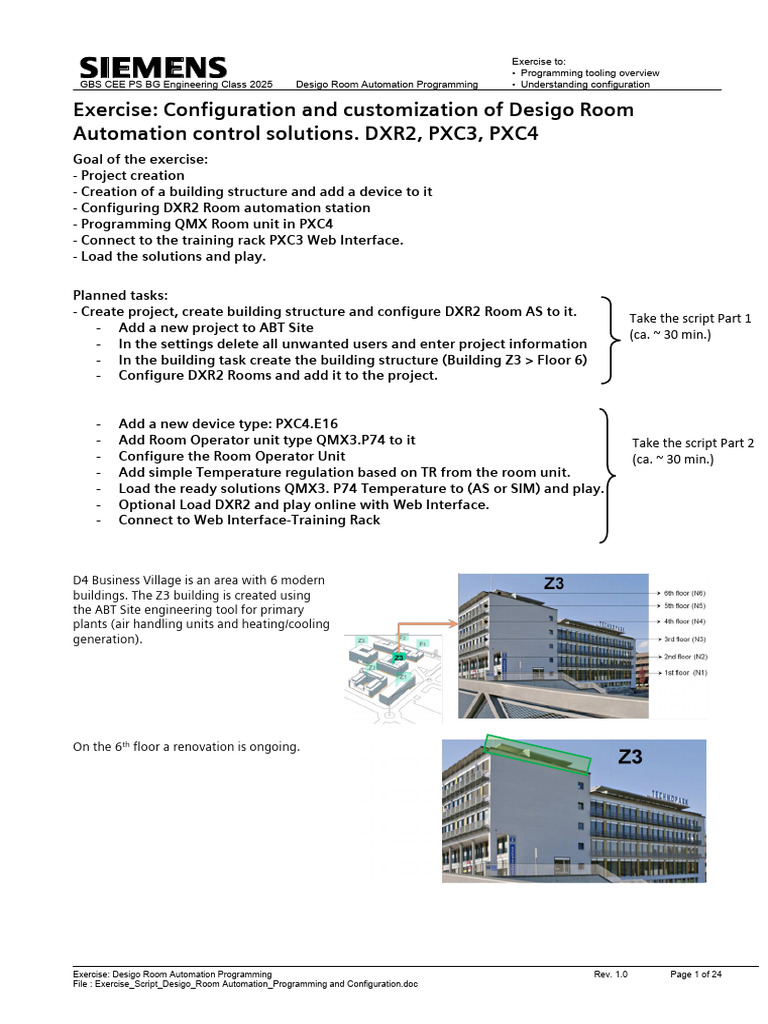 Exercise Script Desigo Room Automation Programming and Configuration ...