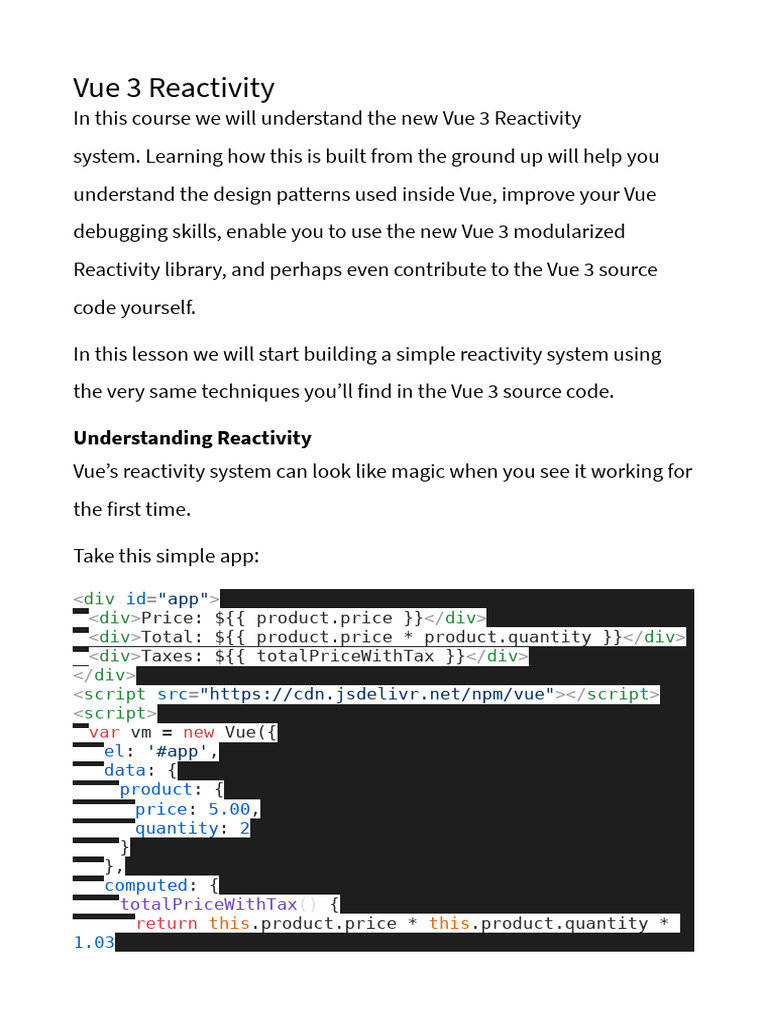 Understanding Vue 3 Reactivity System | PDF | Prices | Java Script