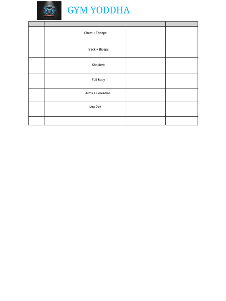 Gym Weakly Plan | PDF