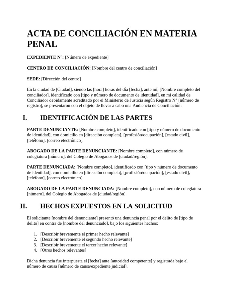 Acta de Conciliación Penal Detallada | PDF | Justicia | Crimen y violencia