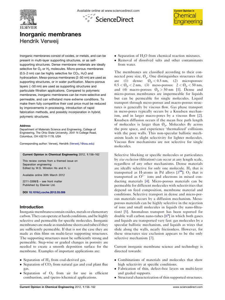 Inorganic Membranes | PDF | Membrane | Zeolite