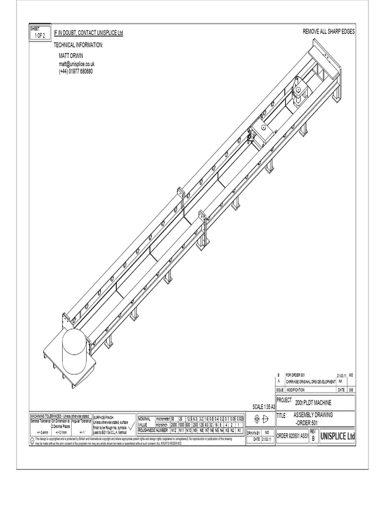 A3 Assembly Drawing for Order 501 | PDF