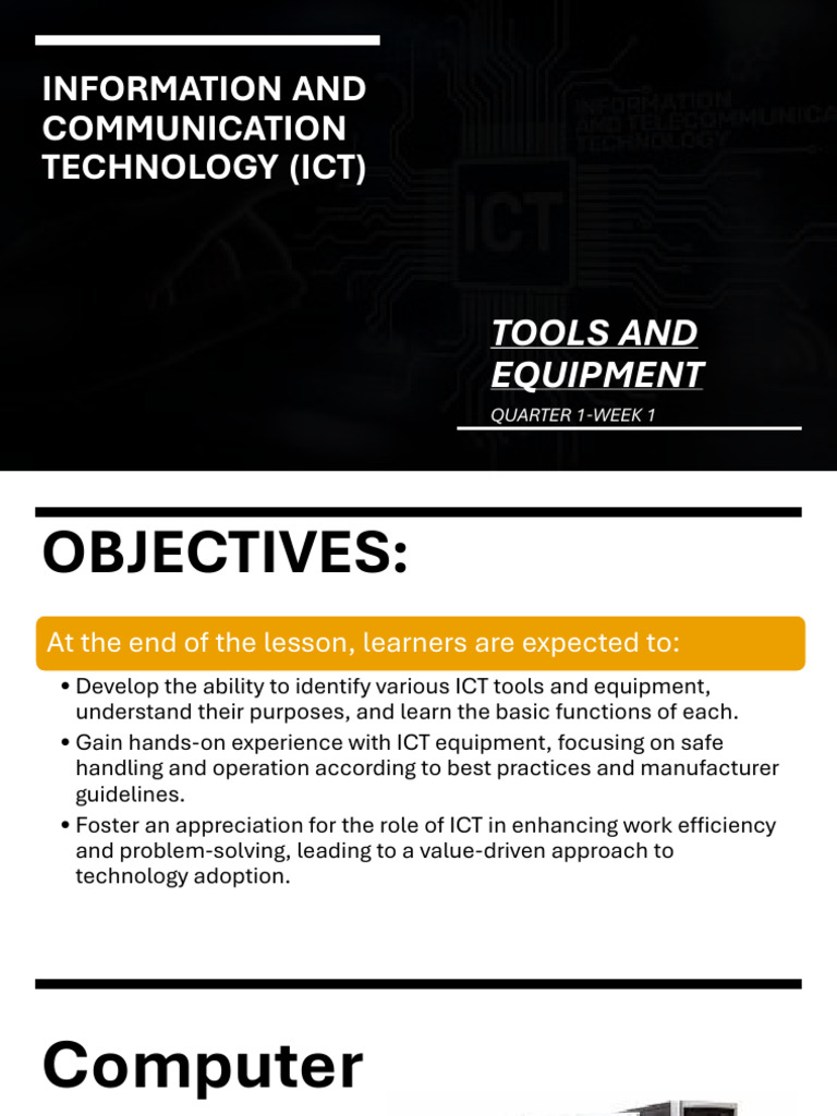 ICT Tools and Equipment Overview | PDF | Computer Network | Software