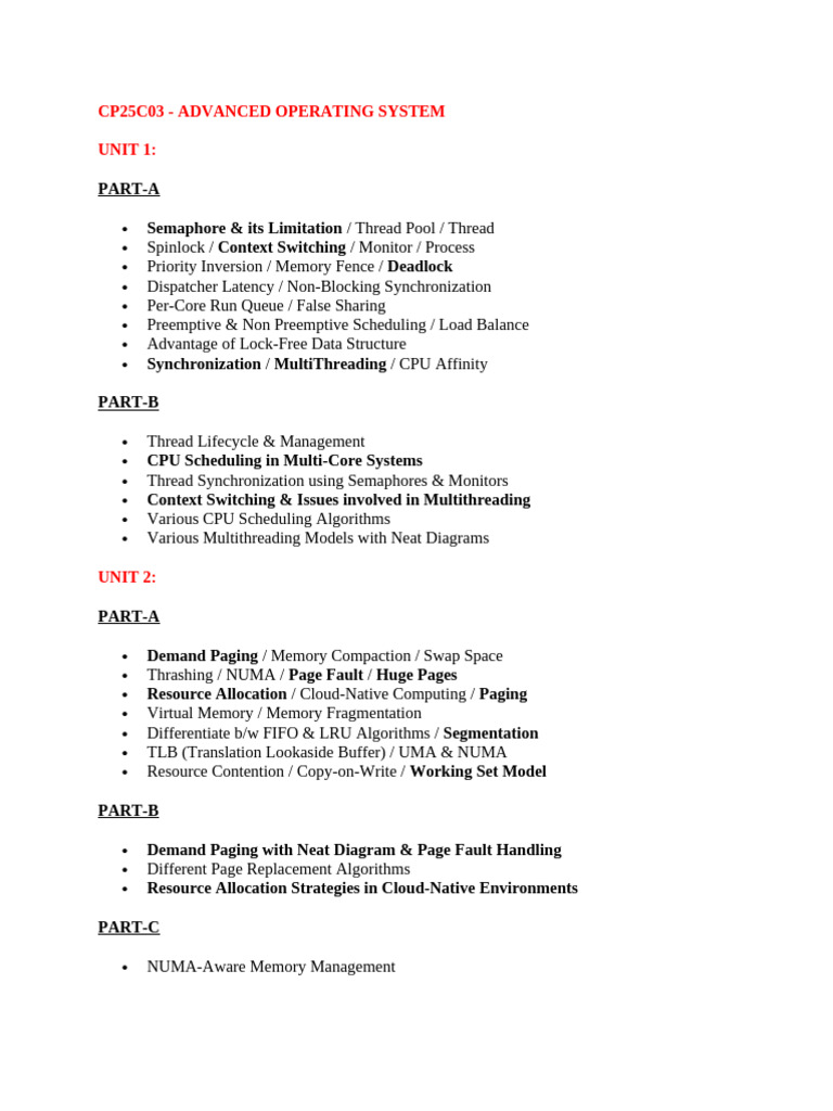 CP25C03 OS Important Question | PDF | Thread (Computing) | Scheduling ...