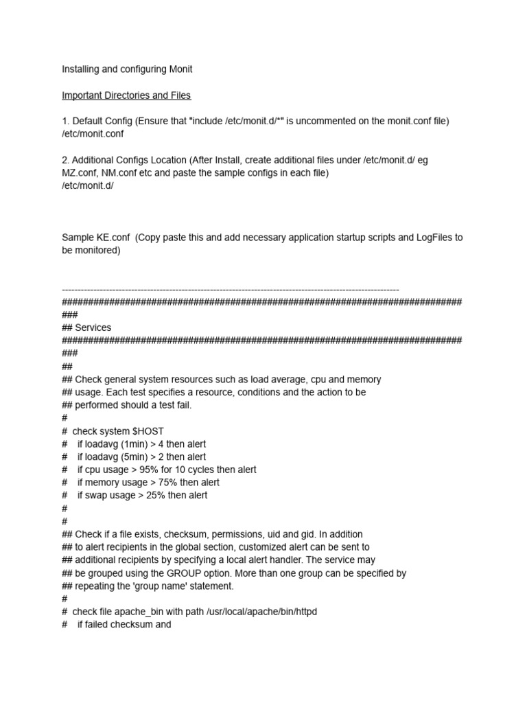 Monit Installation and Configuration Guide | PDF | Web Server ...