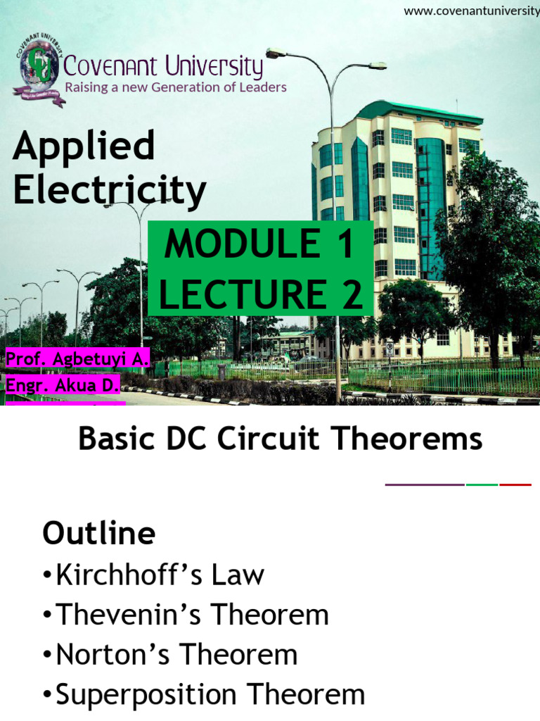 Basic DC Circuit Theorems Explained | PDF | Voltage | Electrical Network