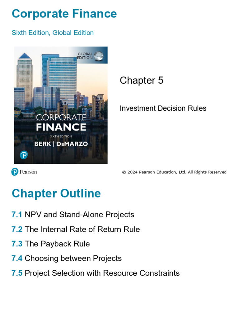 Investment Decision Rules in Corporate Finance | PDF | Internal Rate Of ...