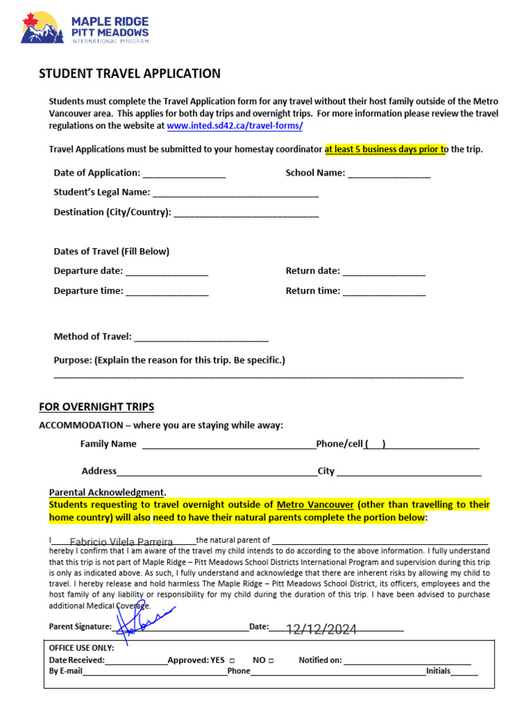 Student Travel Application | PDF