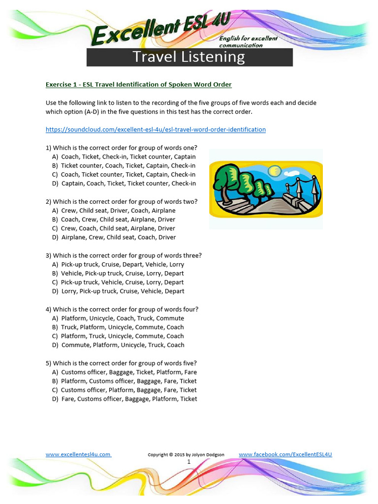 ESL Travel Listening Exercises | PDF | Bus | Public Transport