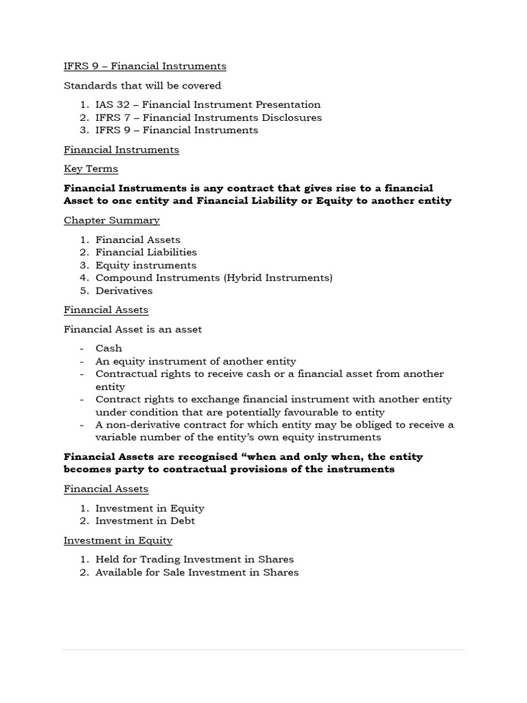 IFRS 9 Financial Instruments Overview | PDF | Fair Value | Equity (Finance)