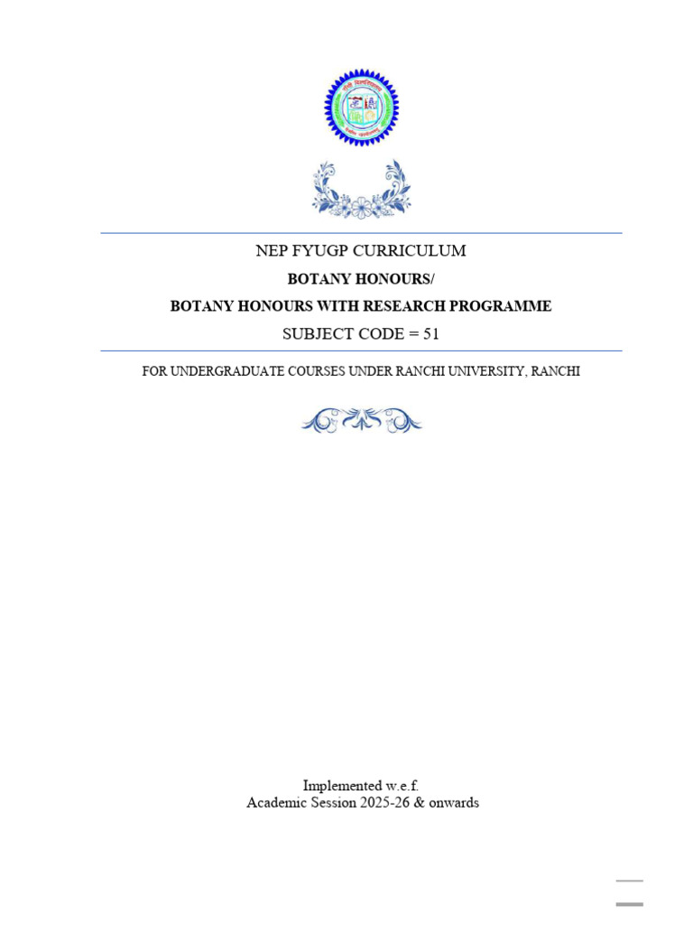 Nep Ug Botany 2025 | PDF | Course Credit | Academic Degree