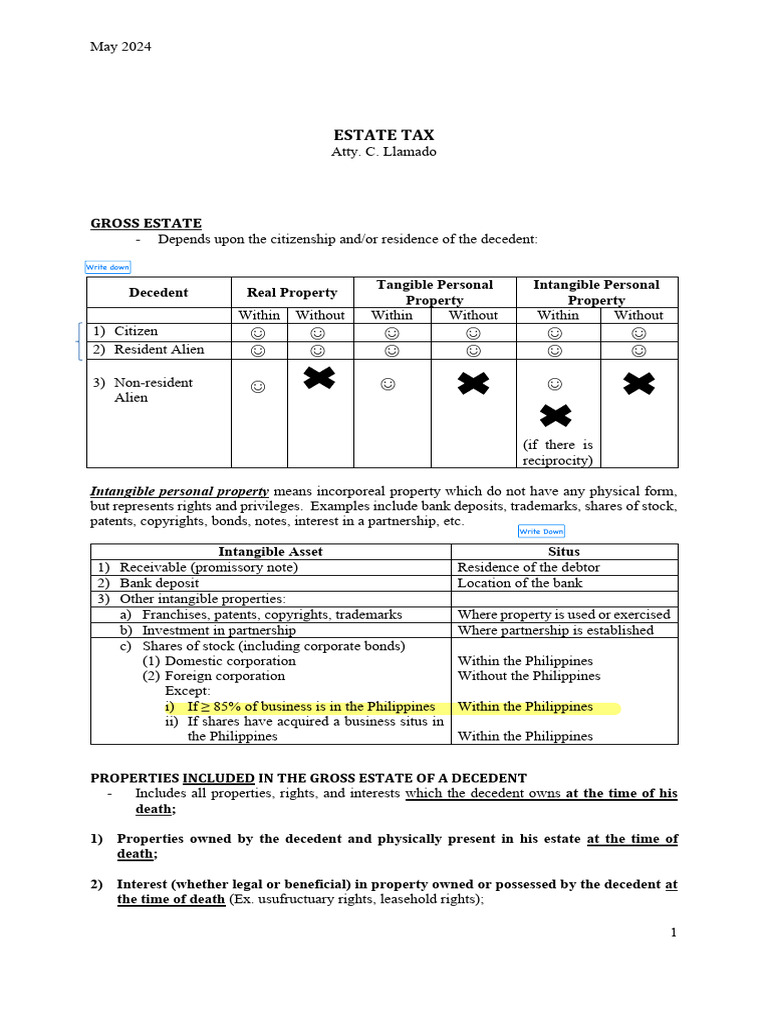 Estate Tax and Gross Estate Overview | PDF | Estate Tax In The United ...