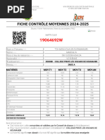Fiche de Contrôle des Moyennes 2024-2025 | PDF