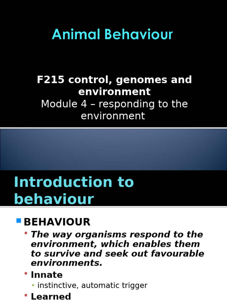 Module 4 Animal Behaviour | PDF | Neurotransmitter | Classical Conditioning