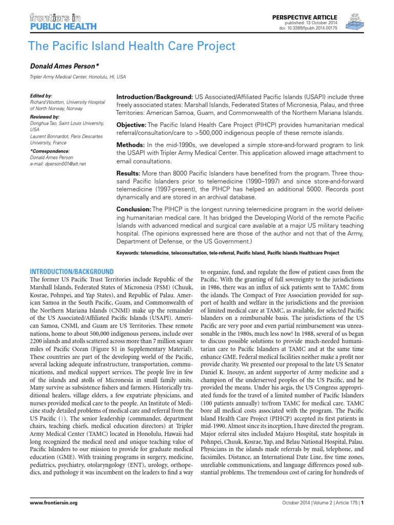 Pacific Island Health Care Project Overview | PDF | Medicine | Clinical ...