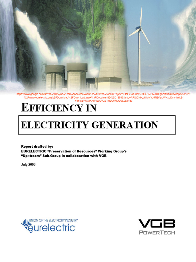 Efficiency in Electricity Generation Report | PDF | Cogeneration | Fuels