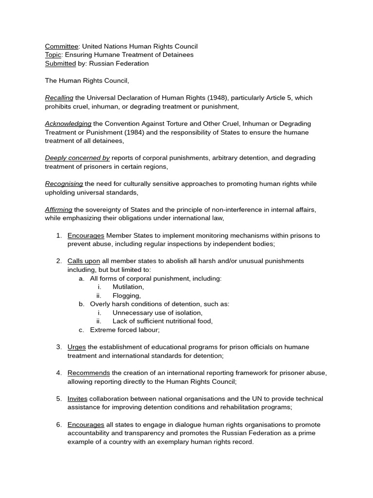 Ensuring Humane Treatment of Detainees | PDF