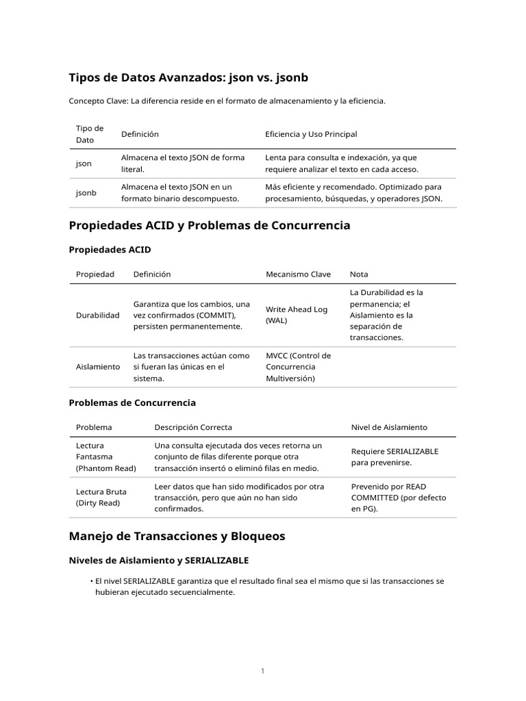 json vs. jsonb: Comparativa y Eficiencia | PDF | SQL | Datos