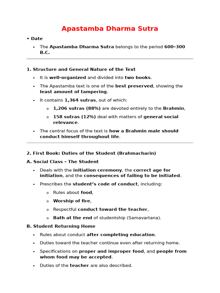 Apastamba Dharma Sutra Overview | PDF | Punishments | Dharma