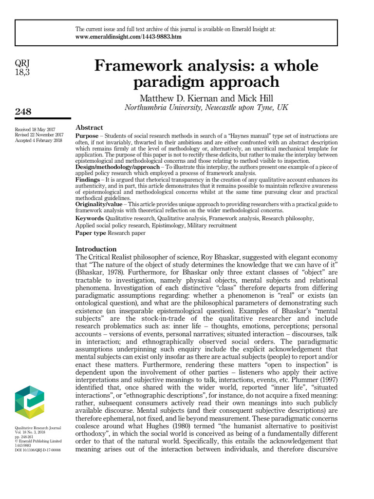 Framework Analysis | PDF | Methodology | Epistemology