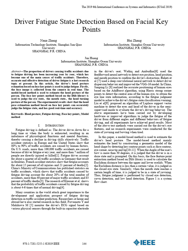 Driver Fatigue Detection via Facial Key Points | PDF | 2 D Computer ...