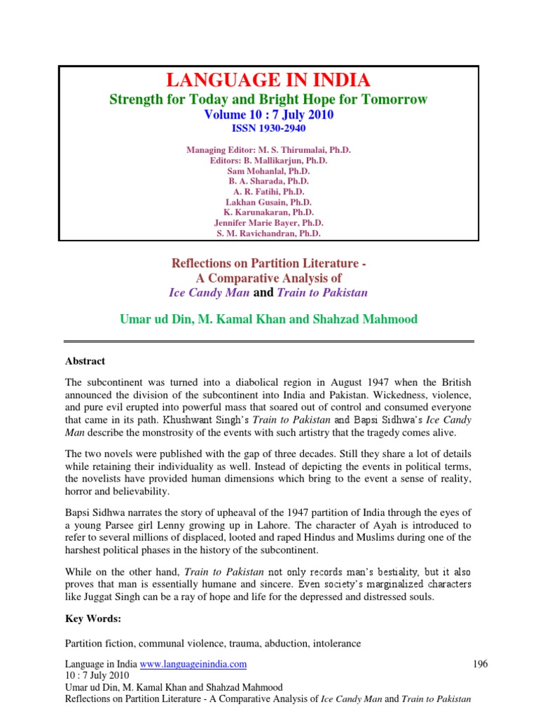 Partition Literature Partition Of India Hindu