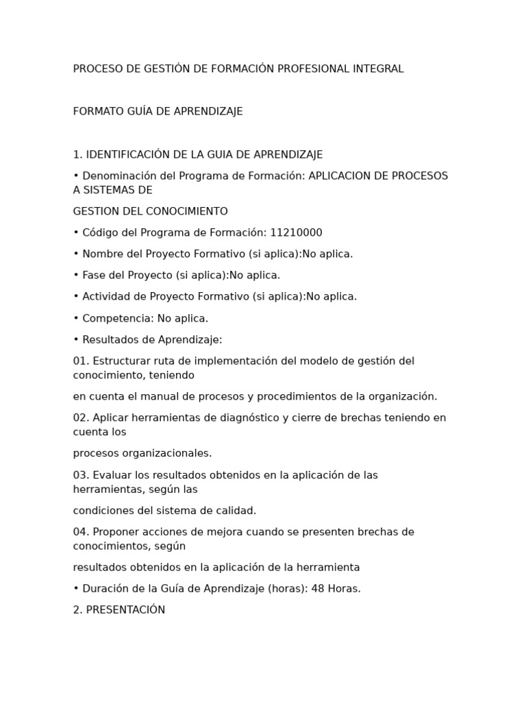 Proceso de Gestión de Formación Profesional Integral | PDF | Internet ...