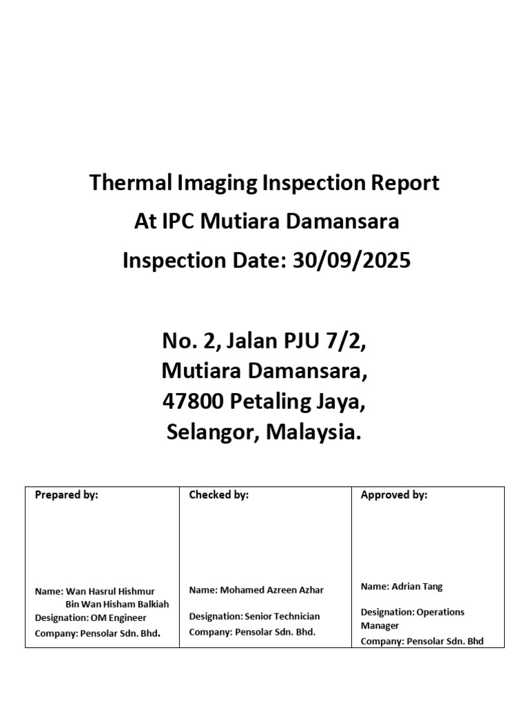 Thermal Imaging Report for Solar Panels | PDF