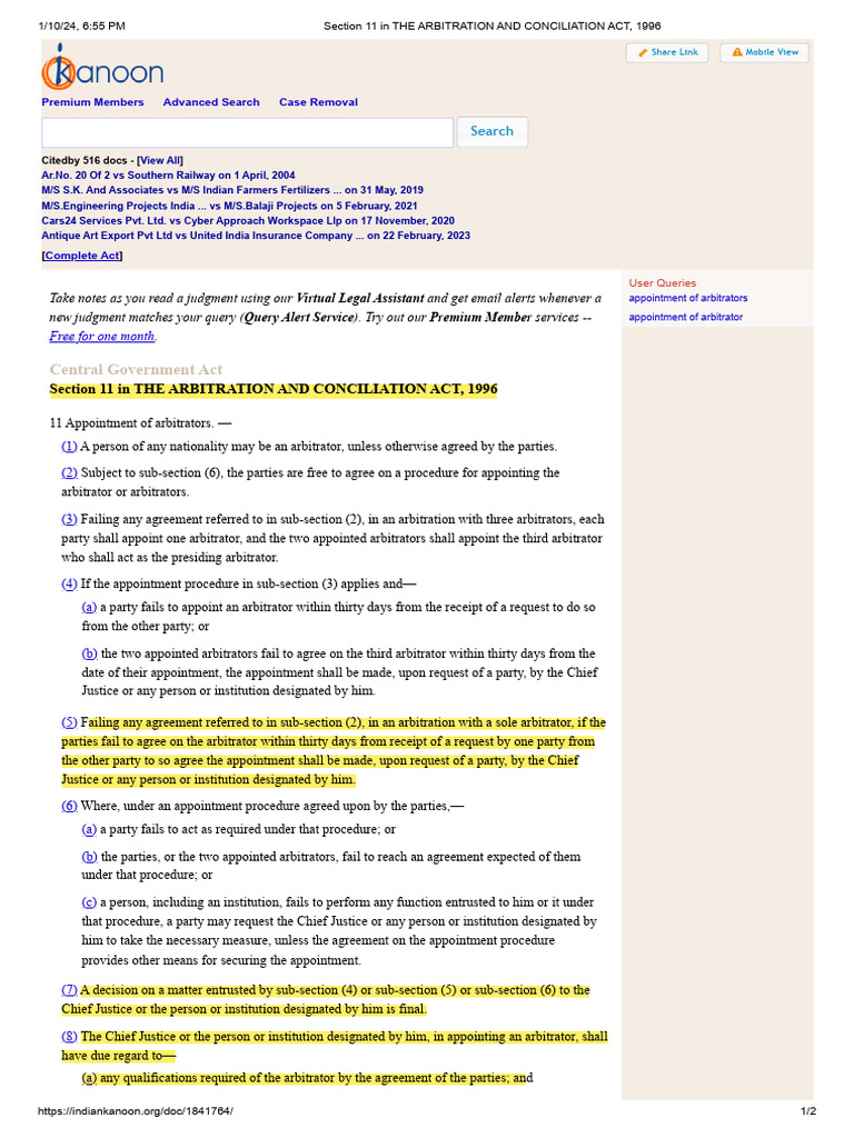 Appointment of Arbitrators in India | PDF | Arbitral Tribunal | Arbitration