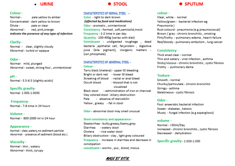 Urine, Stool and Sputum | PDF | Human Feces | Pneumonia