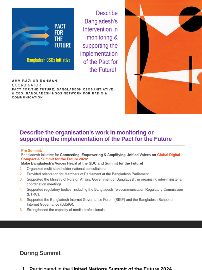 Describe The Organisation's Work in Monitoring or Supporting The ...