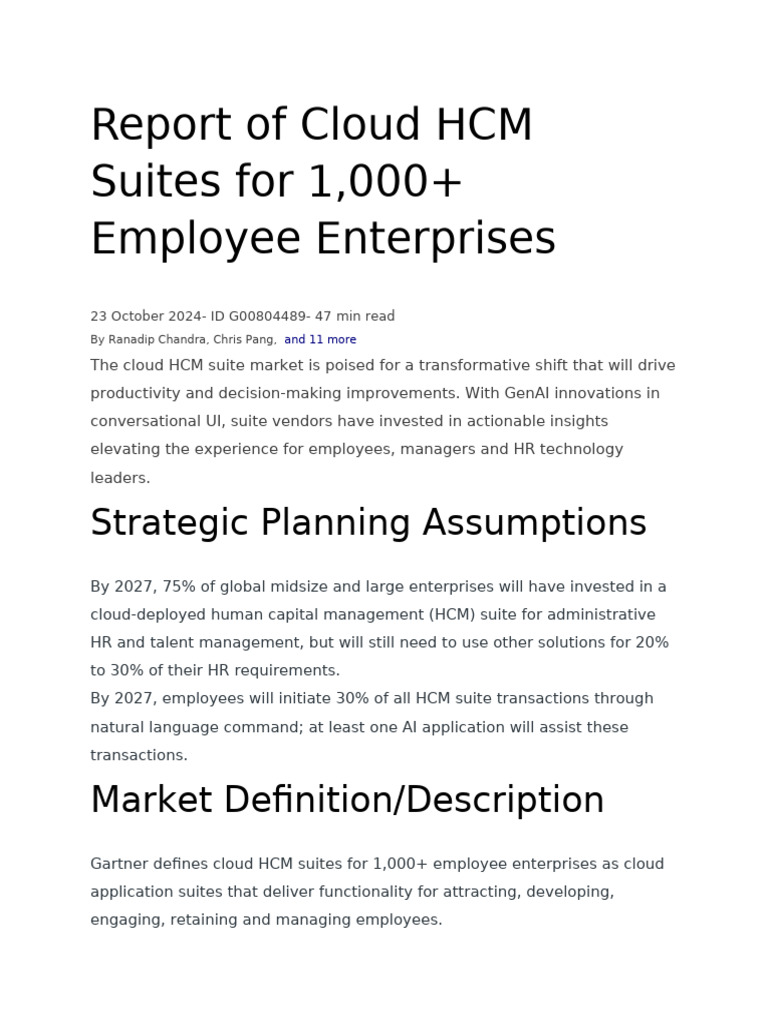 Cloud HCM Suites for Large Enterprises | PDF | Human Resource ...