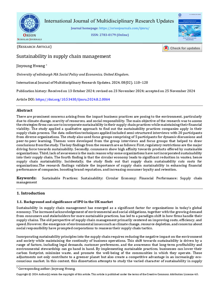 Sustainability in Supply Chain Management | PDF | Sustainability ...