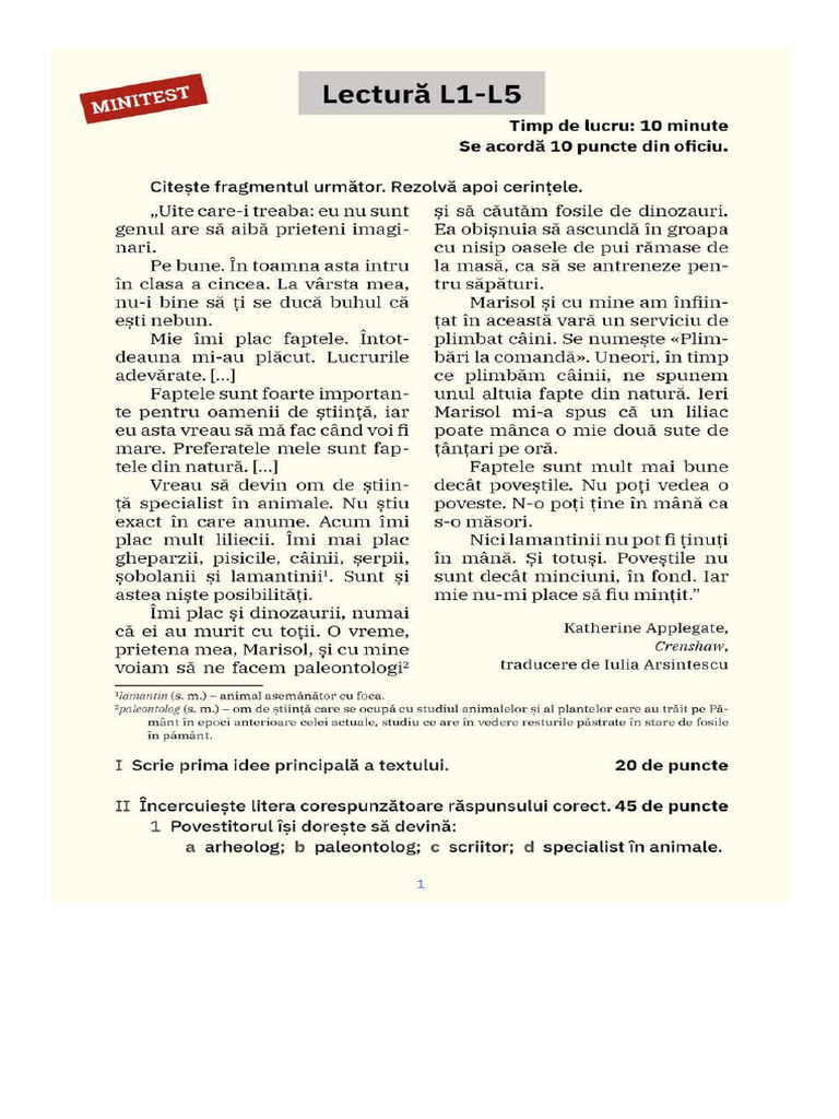 Mini Test U1 A V-A | PDF