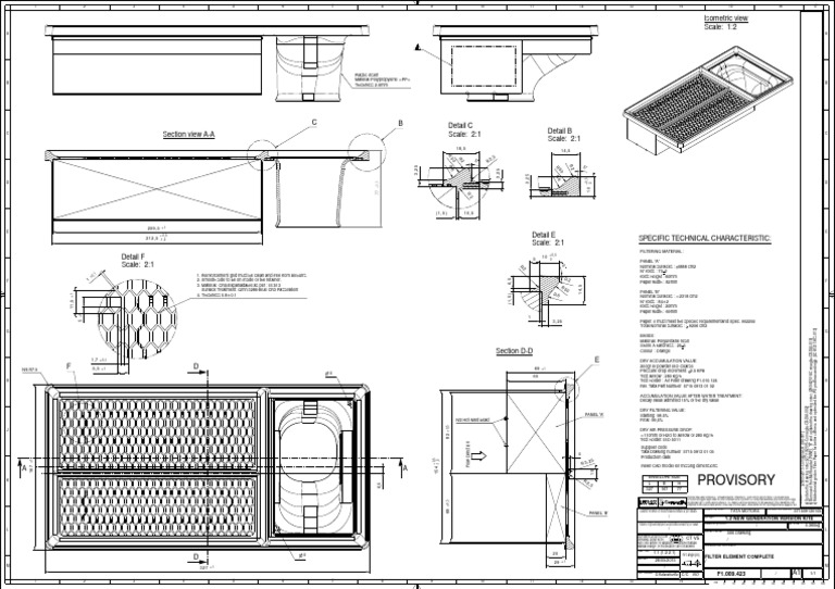 Filter Element Technical Drawing | PDF | Plastic | Organic Polymers