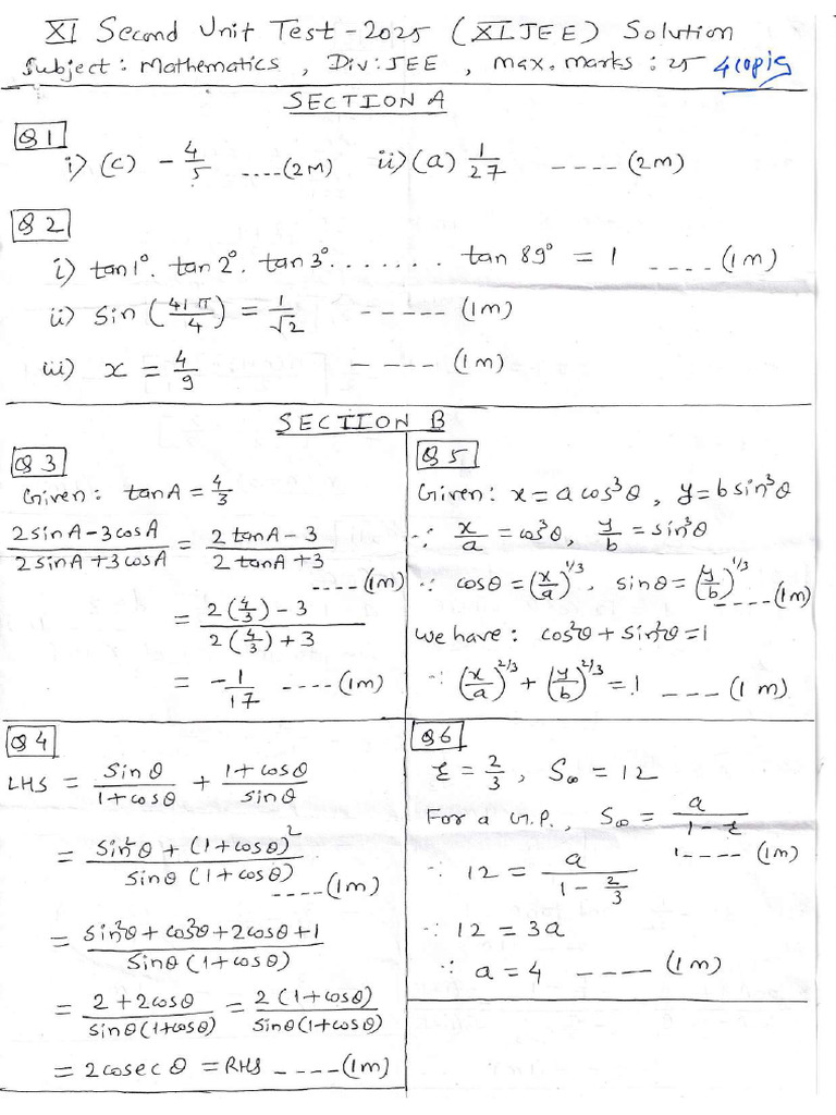 JEE Maths Solutions | PDF