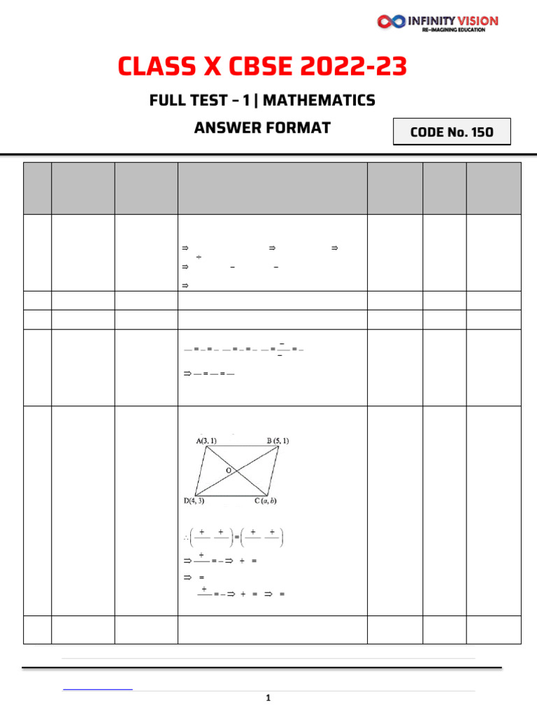 Solutions - Class - 10 MATH Full Test - 1 | PDF | Circle | Trigonometry