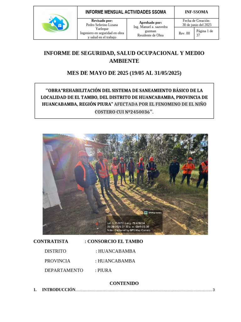 Informe Mensual SSOMA - Mayo 2025 | PDF | Seguridad y salud ocupacional