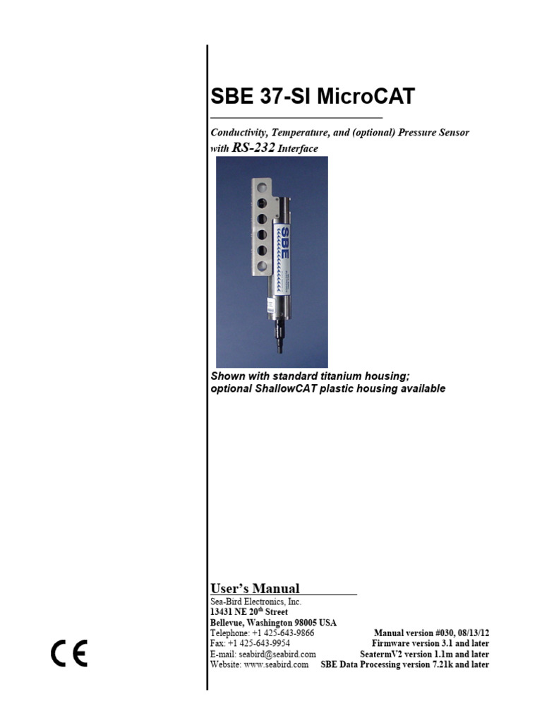 SBE 37-SI MicroCAT User Manual | PDF | Electrical Connector | Computer ...