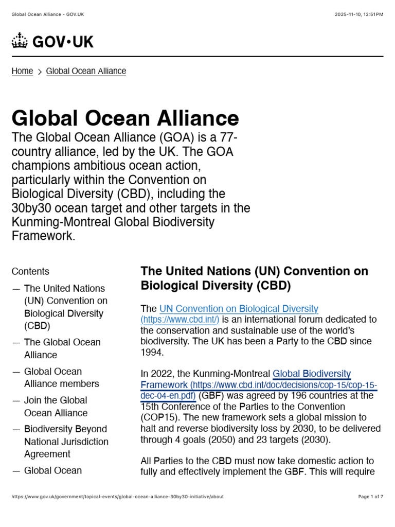 Global Ocean Alliance - GOV - Uk | PDF | United Nations Convention On ...