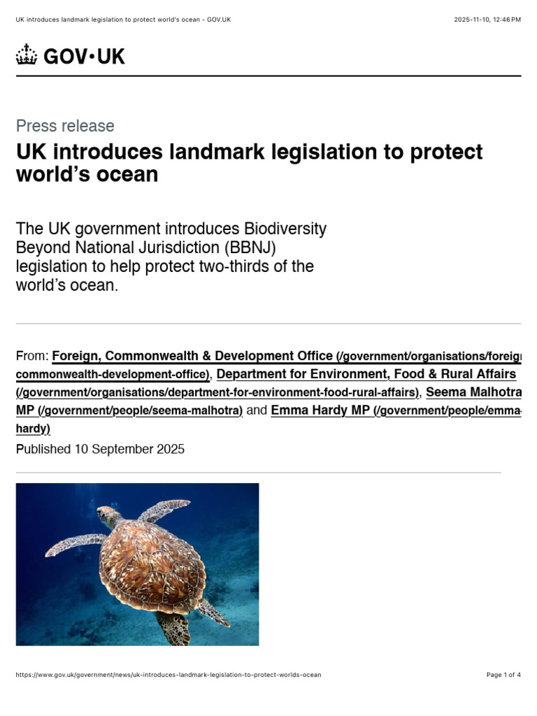 UK Legislation to Protect Oceans 2025 | PDF | Oceans | Natural Environment
