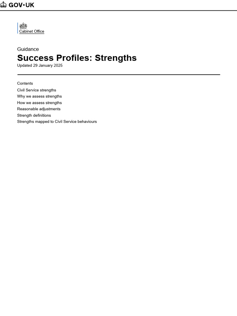 Success Profiles_ Strengths - GOV.uk | PDF | Psychological Resilience ...