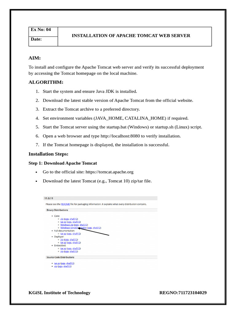 Install Apache Tomcat Web Server Guide | PDF