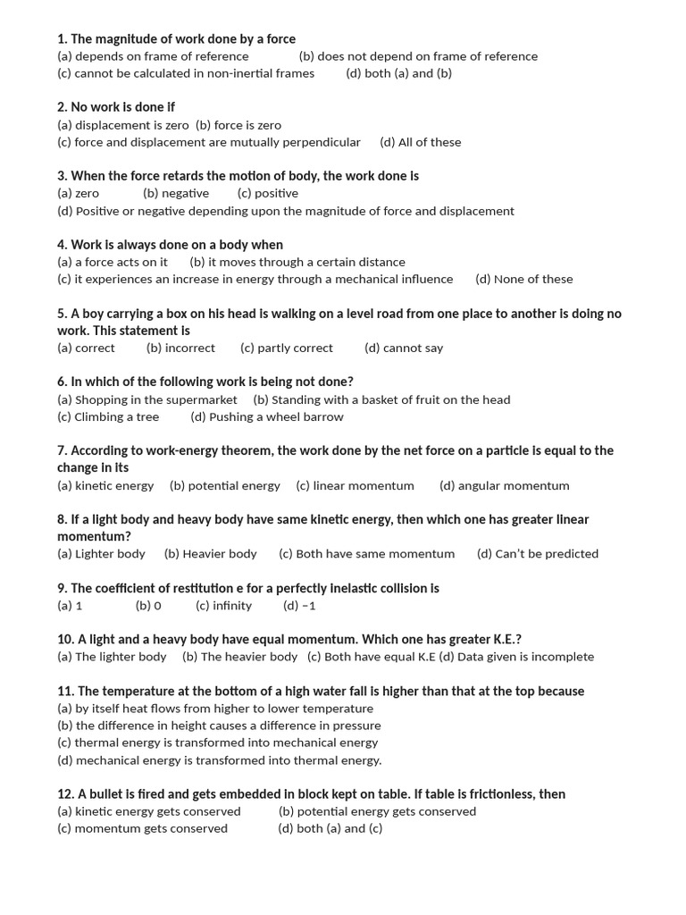 MCQ (2025 - 10 - 02 05 - 40 - 11 UTC) | PDF | Collision | Force