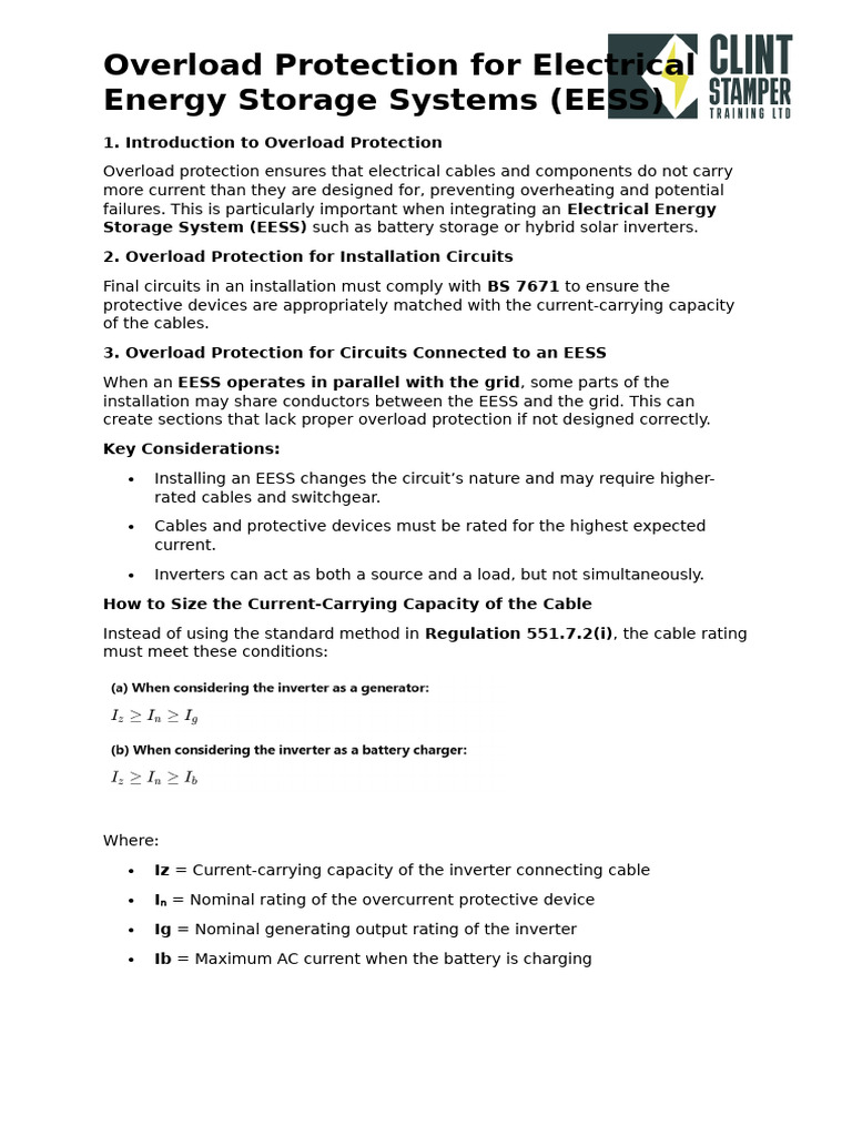 Overload Protection for EESS Explained | PDF | Power Supply | Power ...
