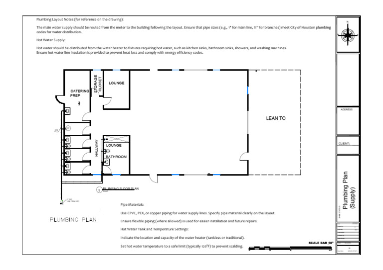 Plumbing Supply Plan Layout Guide | PDF | Water Heating | Plumbing