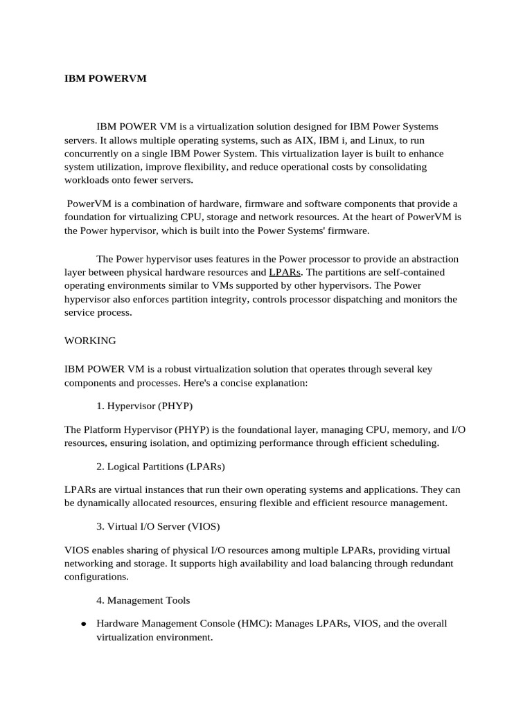 IBM PowerVM: Virtualization for Power Systems | PDF | Virtualization ...