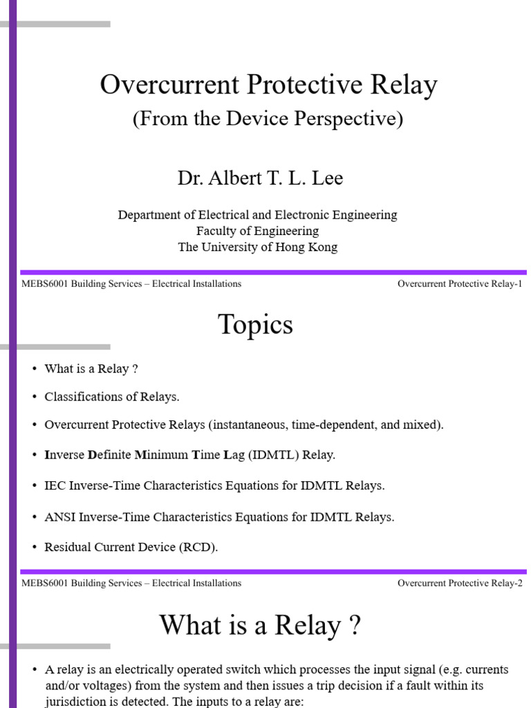 Overcurrent Protective Relay Overview | PDF | Relay | Rectifier